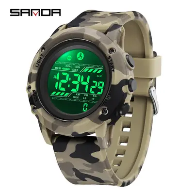 Sanda Camouflage Calorie Step Counter Watch