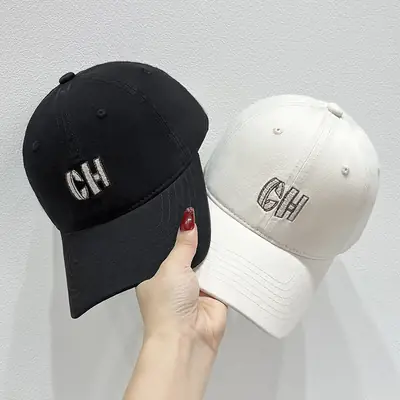 Korean-style Embroidered Baseball Cap Black