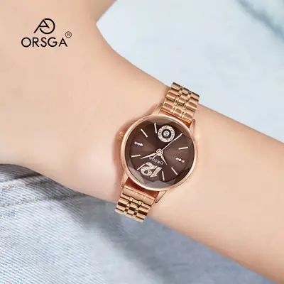 Orsga Diamond Encrusted Women's Watch Rose Gold Waterproof