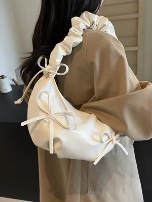 Cute Pleated Bow Shoulder Bag for Women