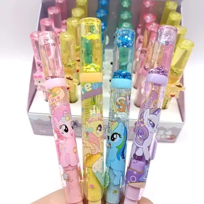New Model Little Pony Princess Liquid Sand Eraser, Students' Favorite Creative Glitter Eraser, Clean with Less Residue, Push-Pull Eraser Supply