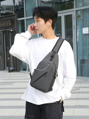 Black Large Capacity Crossbody Bag for Men