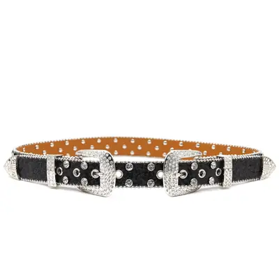 Cross-border Punk Belt with Rhinestone Buckle Women's Wear