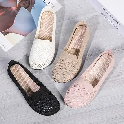 New Summer Mesh Slip-On Shoes Cream Non-Slip Sole