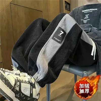 Fleece Lined Thick Leggings Sweatpants for Men 2024
