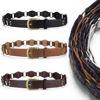 Retro Western Belt with Metal Studded Seal & Air Eye Closure