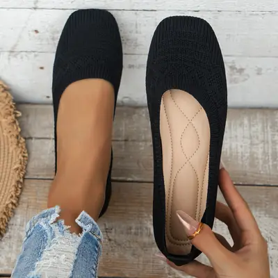 Versatile 2025 Summer Casual Comfortable High-Heeled Slip-On Breathable Fly-Knit Soft-Soled Shoes