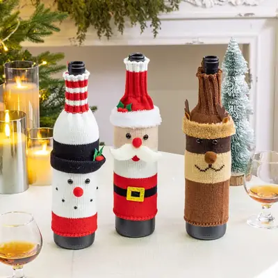 Cross-Country Christmas Bottle Set with Snowman & Snowman Designs