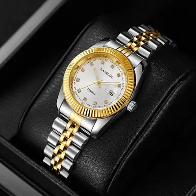 Casaro Gold Silver Watch for Women Luxury Quartz Waterproof