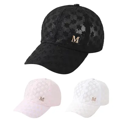 White Lace Embroidered Baseball Cap with M Logo