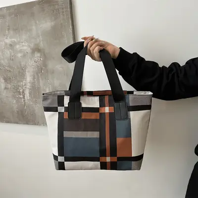 New Women's Plaid Tote Bag 2026 Large Capacity