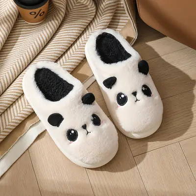 Panda Cotton Slippers Winter Sole Thickened Home Foreign Trade Cross-border Cotton Cartoon Plush Winter Student Couple Slippers