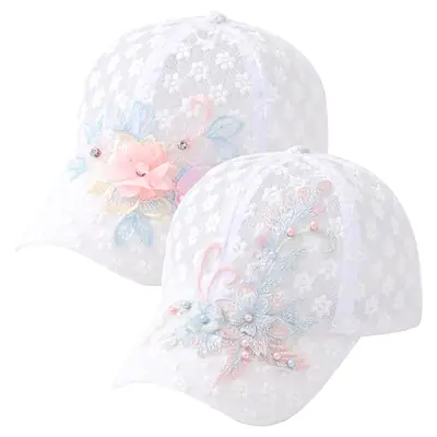White Pearl Embroidered Baseball Cap for Women
