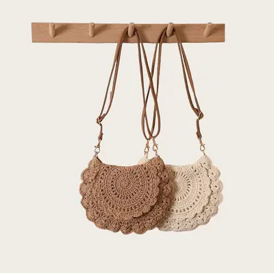 Hollow Crossbody Bag for Women Cotton Lace Shoulder