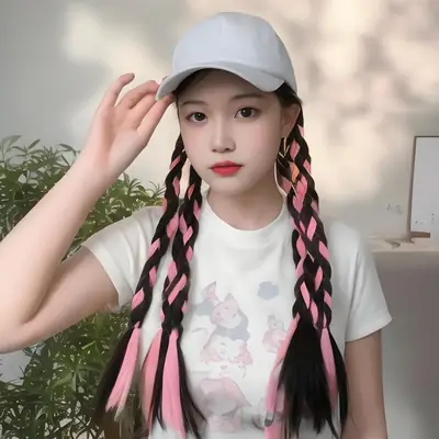 Female Chemical Fiber Long Hair Boxing Braid Hat Wig