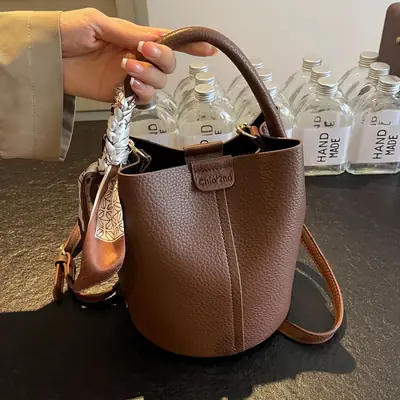 Vintage French Style Brown Shoulder Crossbody Bag