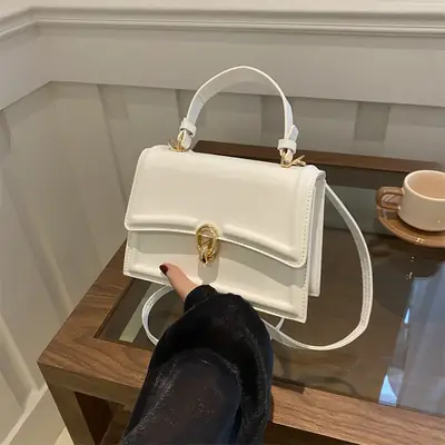 Vintage Women's Square Bag Beige Shoulder Crossbody