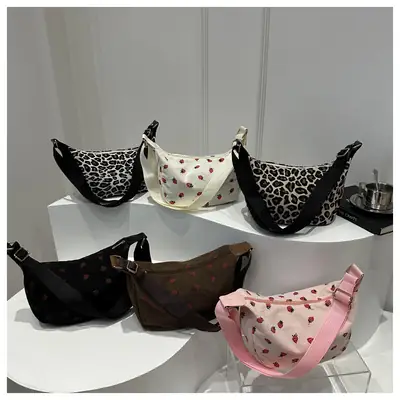 Women Fleece Leopard Print Crossbody Bag Brown