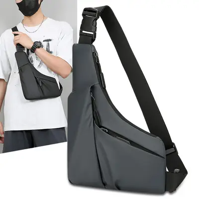 Men's Black Shoulder Crossbody Bag Large Capacity Lightweight