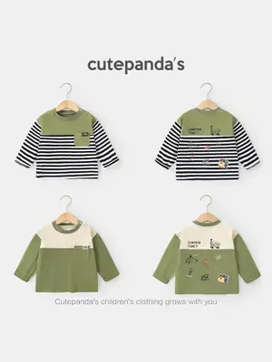 Baby Long Sleeve Striped T-Shirt Green White Spring Outfit