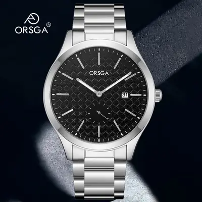 ORSGA Men's Stainless Steel Quartz Watch with Calendar