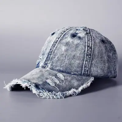 Washed Denim Baseball Cap for Men Women