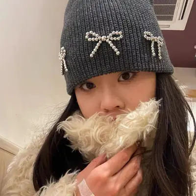 Korean Letter Embroidered Women's Beanie Caps