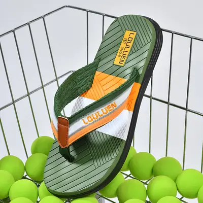 Men's Green Orange Flip Flops Non-Slip Outdoor Wear