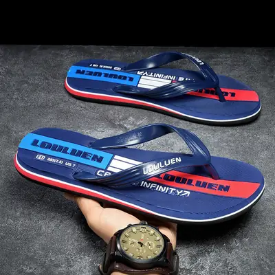 Men's Blue Red Casual Flip-Flops Summer Non-Slip