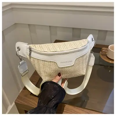 Women's Vintage Straw Waist Bag Niche Design 2024