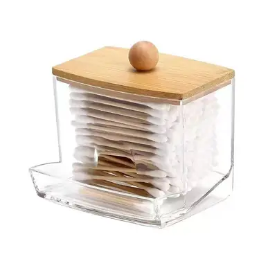 Transparent Diamond Pattern Cotton Swab Storage Box