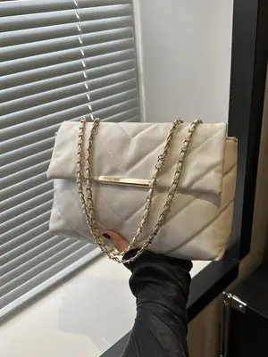 Black Diamond Plaid Chain Shoulder Bag for Women
