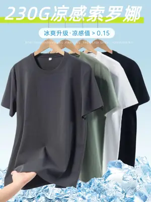 Men's 230G Cool T-Shirt Blue White Black Crewneck