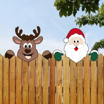 Grinch Peeping Christmas Decor on Fence