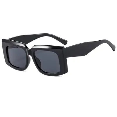 Men's Wide Leg Thick Frame Sunglasses Brown Yellow