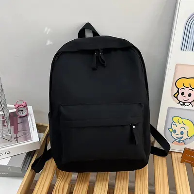Black Lightweight Casual Backpack 2024 All-match Large Capacity