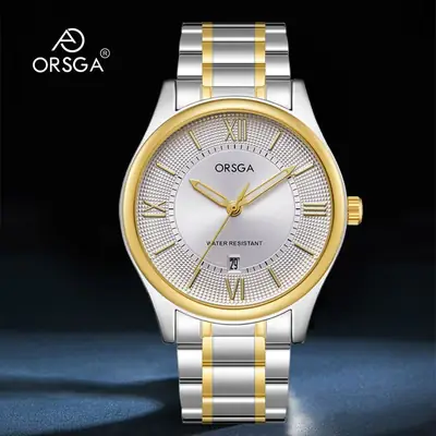 ORSGA Men's Luminous Quartz Watch Gold Bracelet