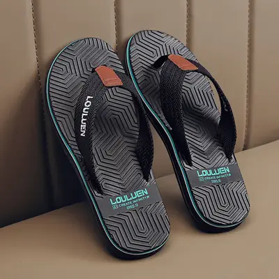 Fujian Summer Flip Flops Men Non-Slip EVA Shoes Grey Blue