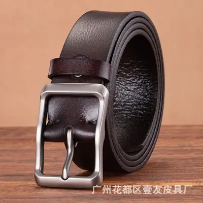 Men's Retro Leather Belt Brown Cowhide 10"