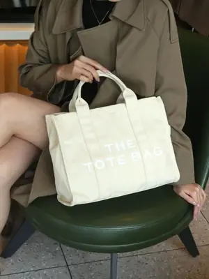 Letter Print Canvas Shoulder Bag for Women