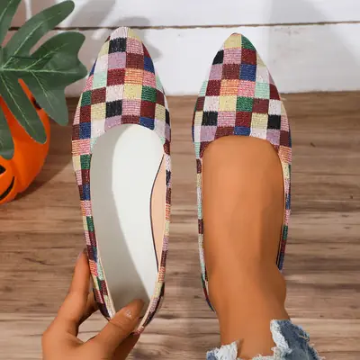 Spring and summer new fashion pointed flat low mouth color shoes plus size fashion casual 2025 women's shoes casual versatile
