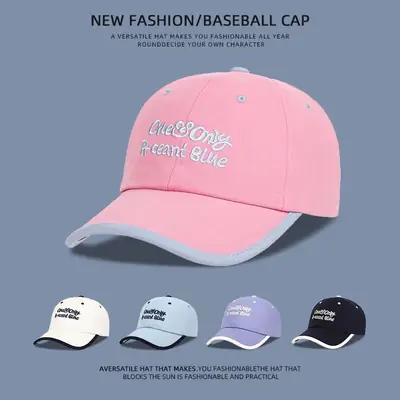 Kids Baseball Cap Pink Embroidered Blue