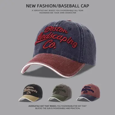 American Denim Baseball Cap Women Retro Embroidered Wide Brim