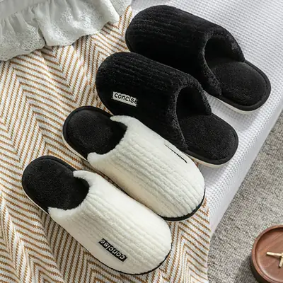 Cixi Cotton Slippers Spring and Autumn and Winter Men's Home Indoor Non-slip Home Warm Couple Winter Fur Plush Women