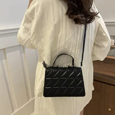 Quilted Small Bag for Women Purple Black White Brown