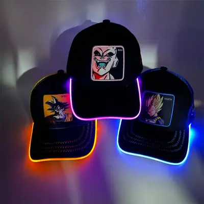 LED Neon Baseball Cap for Men Blue Black