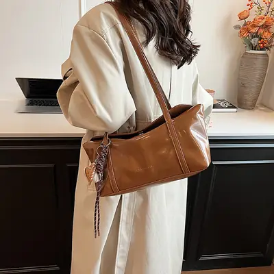 Korean Style Wax Leather Shoulder Bag Large Capacity