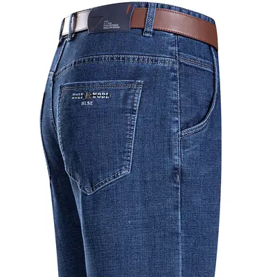 Men Slim Fit Blue Jeans Winter Thick Comfort
