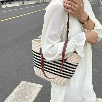 Straw Tote Bag Large Capacity 2025 Summer Beach Use