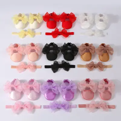 0-1 Year Old Baby Shoes Hair Strap suit New Cute Princess Shoes Full Moon Hundred Days Old Dress Shoes Baby Shoes